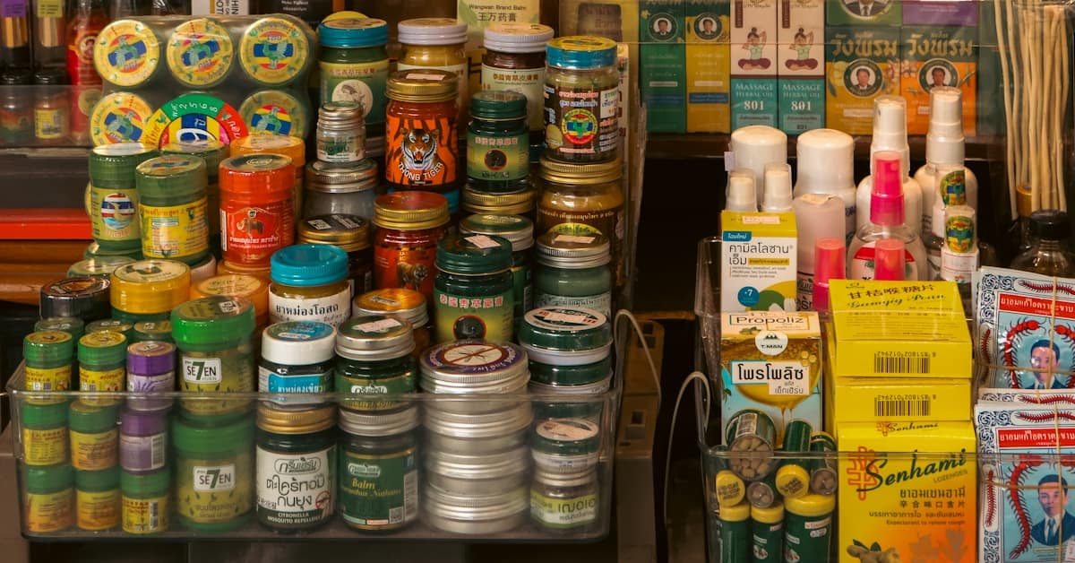 china pharmacy - shelves with jars and bottles of traditional medicine