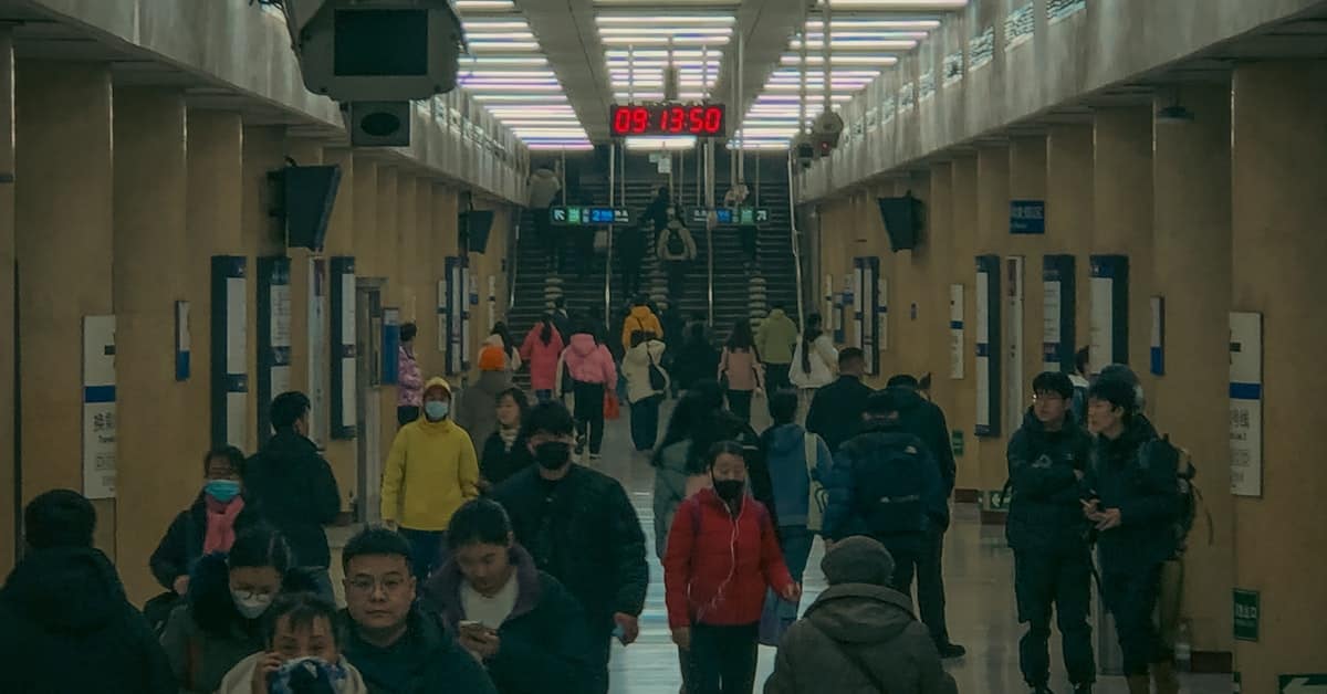 golden week china - crowded train station during national day holiday