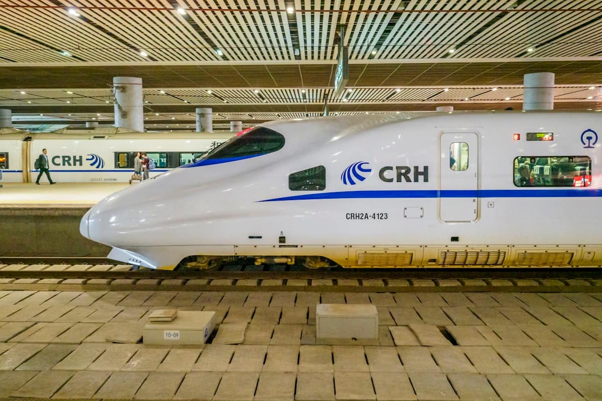 golden week china - high speed train station night departure