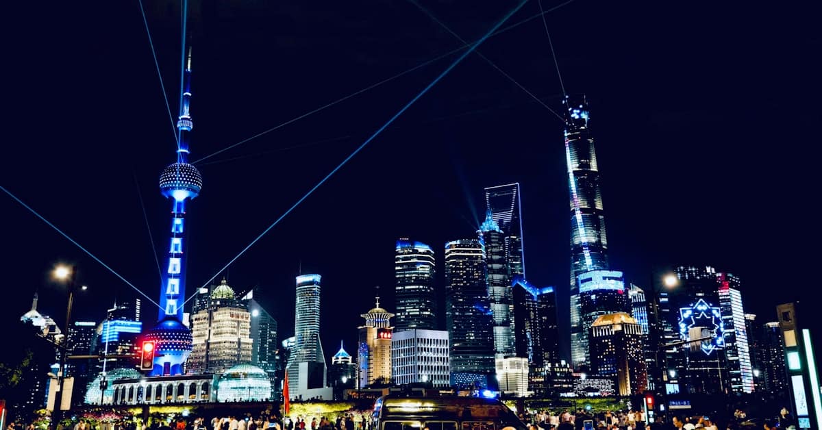 china esim vpn - city buildings at night connected city