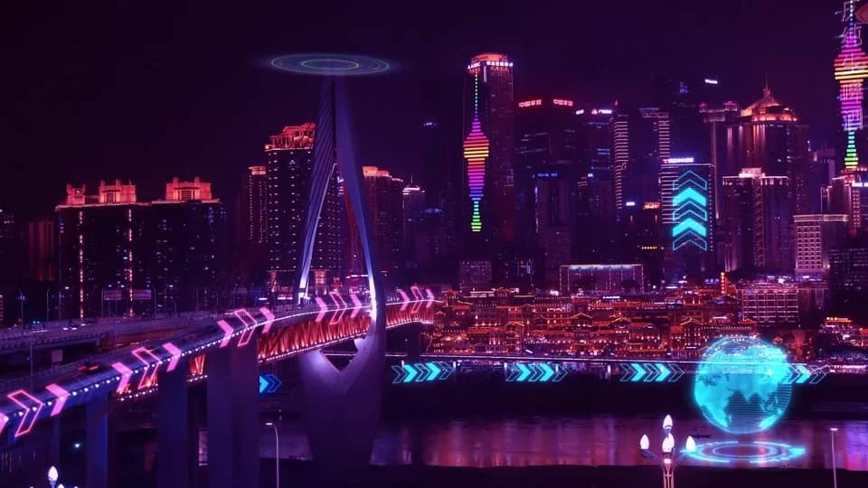 chongqing liziba light rail - monorail train through apartment building