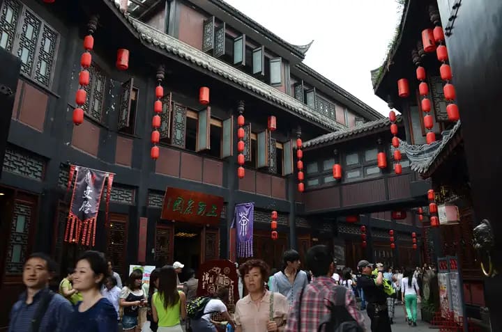 travel sichuan introduction - commercial street composed ancient-style buildings