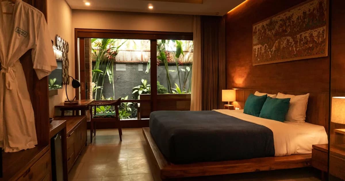 China hotel modern room - clean business hotel interior with double bed