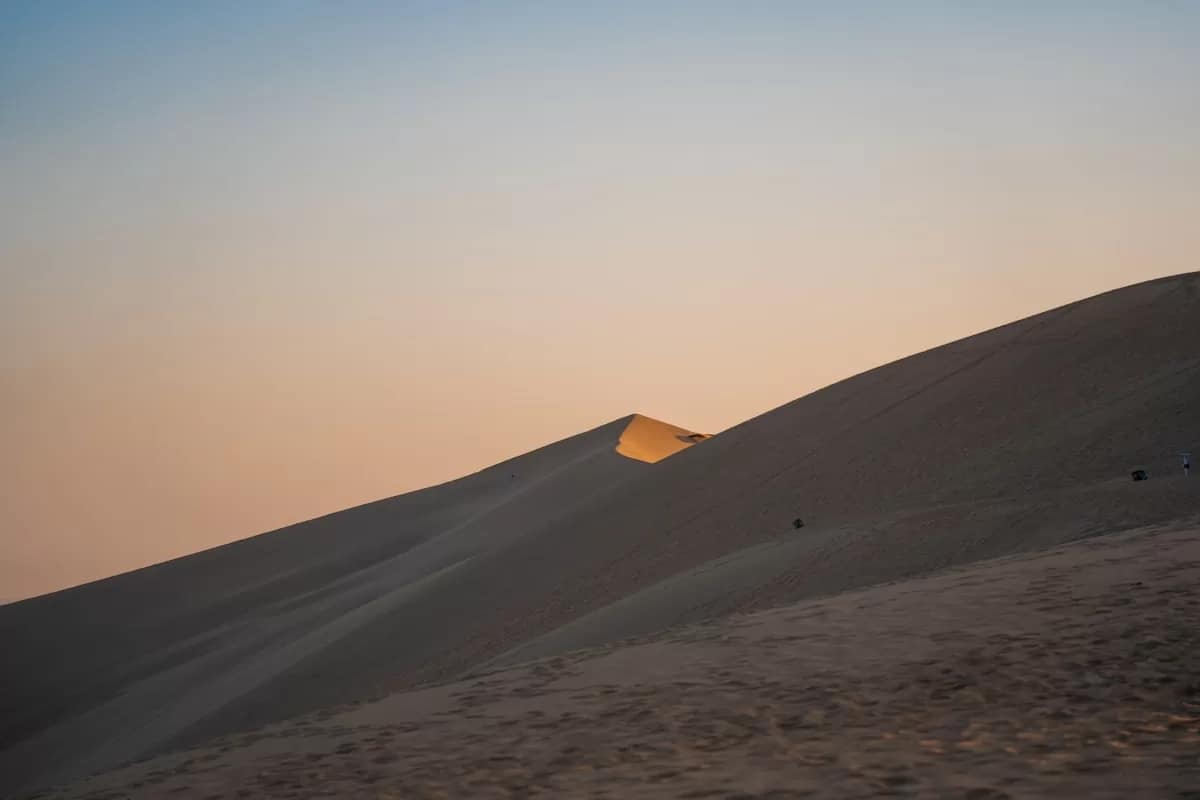 Silk Road desert landscape - Dunhuang sand dunes at sunset
