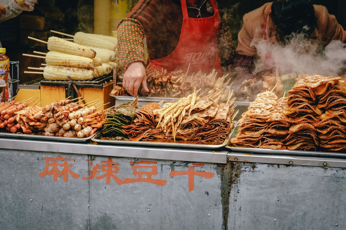 china family summer trip - street food market