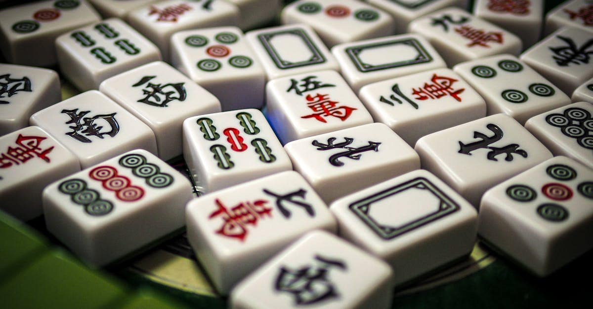 mahjong tiles - close-up of Chinese mahjong tiles showing characters and symbols