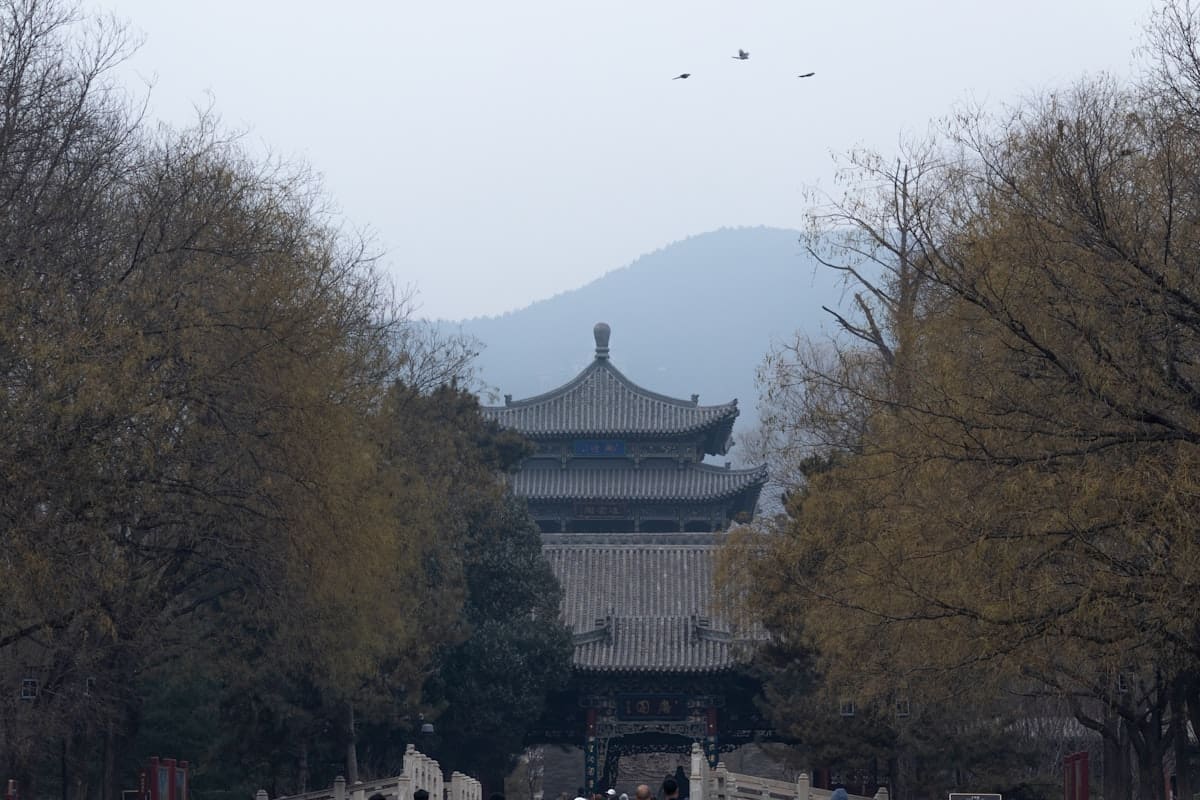 china in november - temple quiet autumn low season
