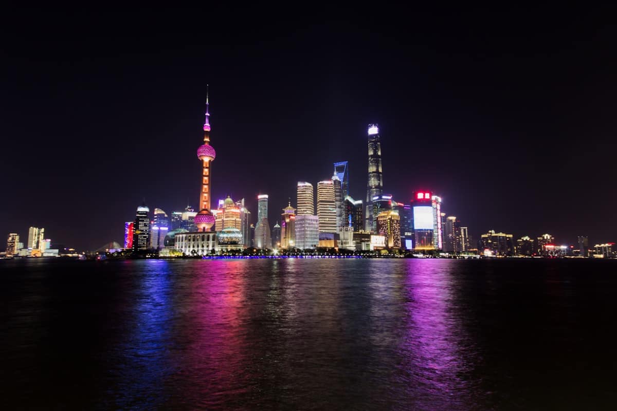 china in october - shanghai bund skyline at night autumn